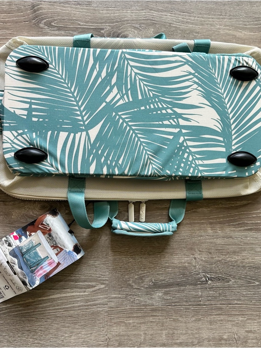 ALOHA Collection Seafoam Green Palm-Print Beach Tote - Picture 5 of 5